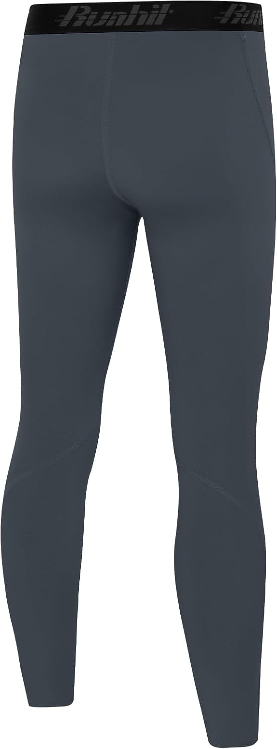 image:imageRunhit Boys Compression Leggings Youth Athletic Tights Basketball Compression Pants Boys Base Layer Pants Sports LeggingGray