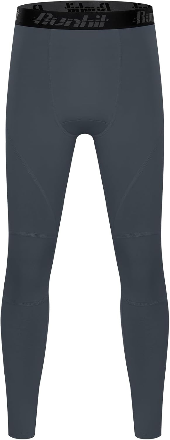 image:imageRunhit Boys Compression Leggings Youth Athletic Tights Basketball Compression Pants Boys Base Layer Pants Sports LeggingGray