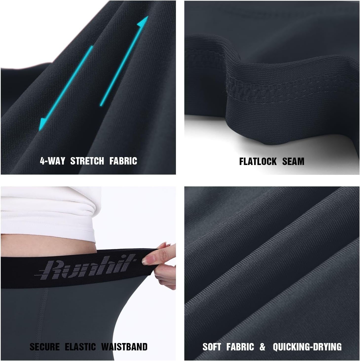 image:imageRunhit Boys Compression Leggings Youth Athletic Tights Basketball Compression Pants Boys Base Layer Pants Sports LeggingGray