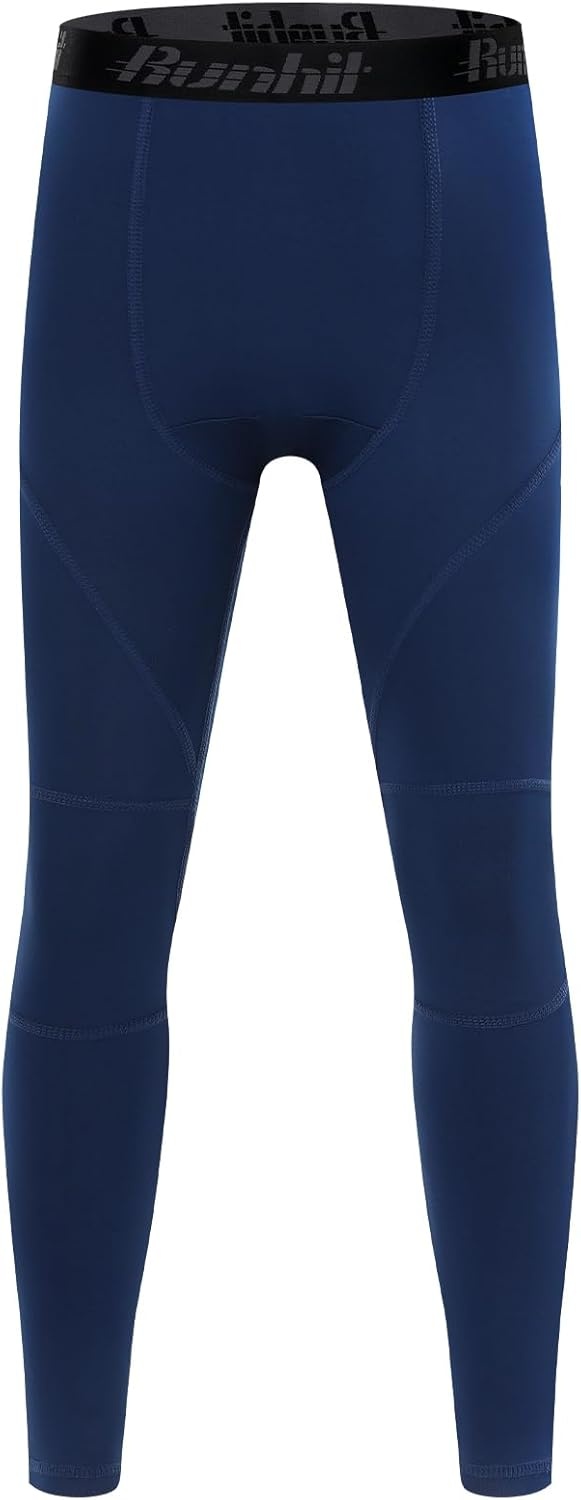 image:imageRunhit Boys Compression Leggings Youth Athletic Tights Basketball Compression Pants Boys Base Layer Pants Sports LeggingNavy Blue