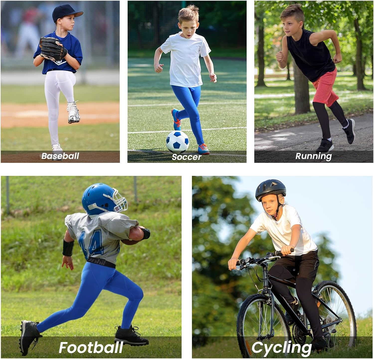 image:imageRunhit Boys Compression Leggings Youth Athletic Tights Basketball Compression Pants Boys Base Layer Pants Sports LeggingOrange