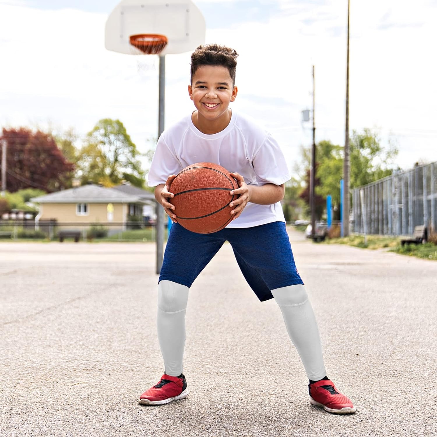 image:imageRunhit Boys Compression Leggings Youth Athletic Tights Basketball Compression Pants Boys Base Layer Pants Sports LeggingPurple