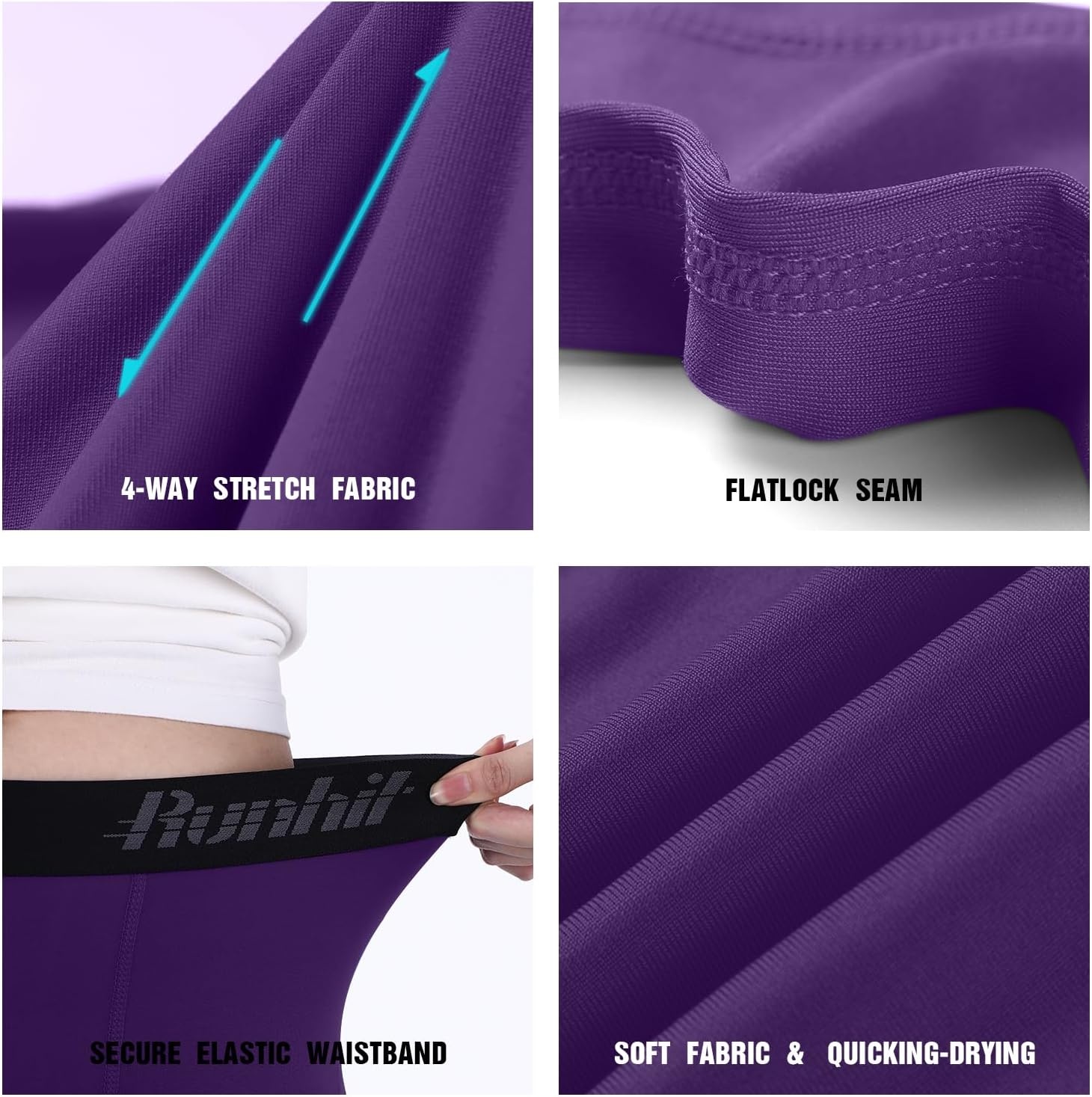 image:imageRunhit Boys Compression Leggings Youth Athletic Tights Basketball Compression Pants Boys Base Layer Pants Sports LeggingPurple