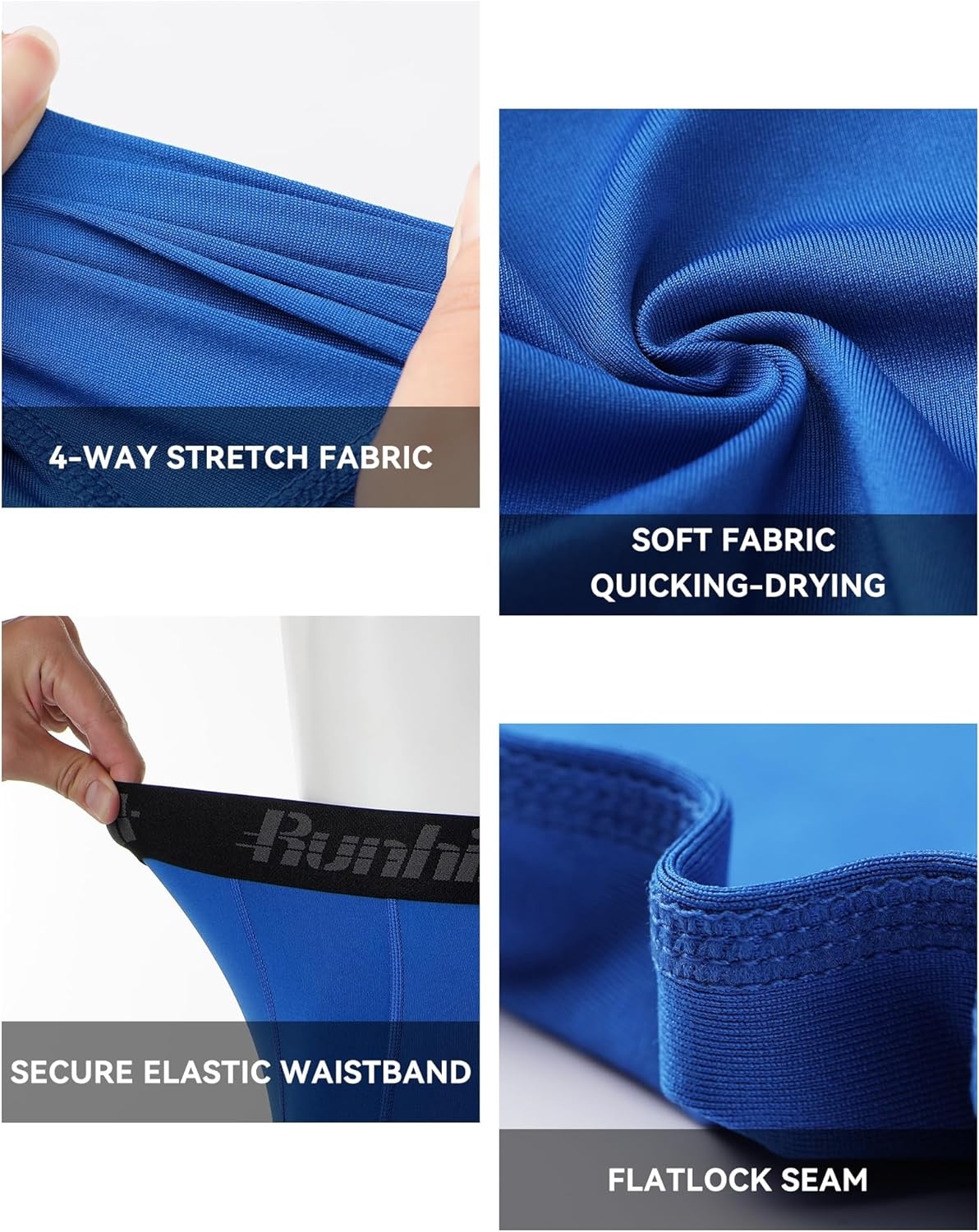 image:imageRunhit Boys Compression Pants 34 Youth Athletic Leggings Capris Tights Sports Base Layer for Basketball Football BaseballBlue