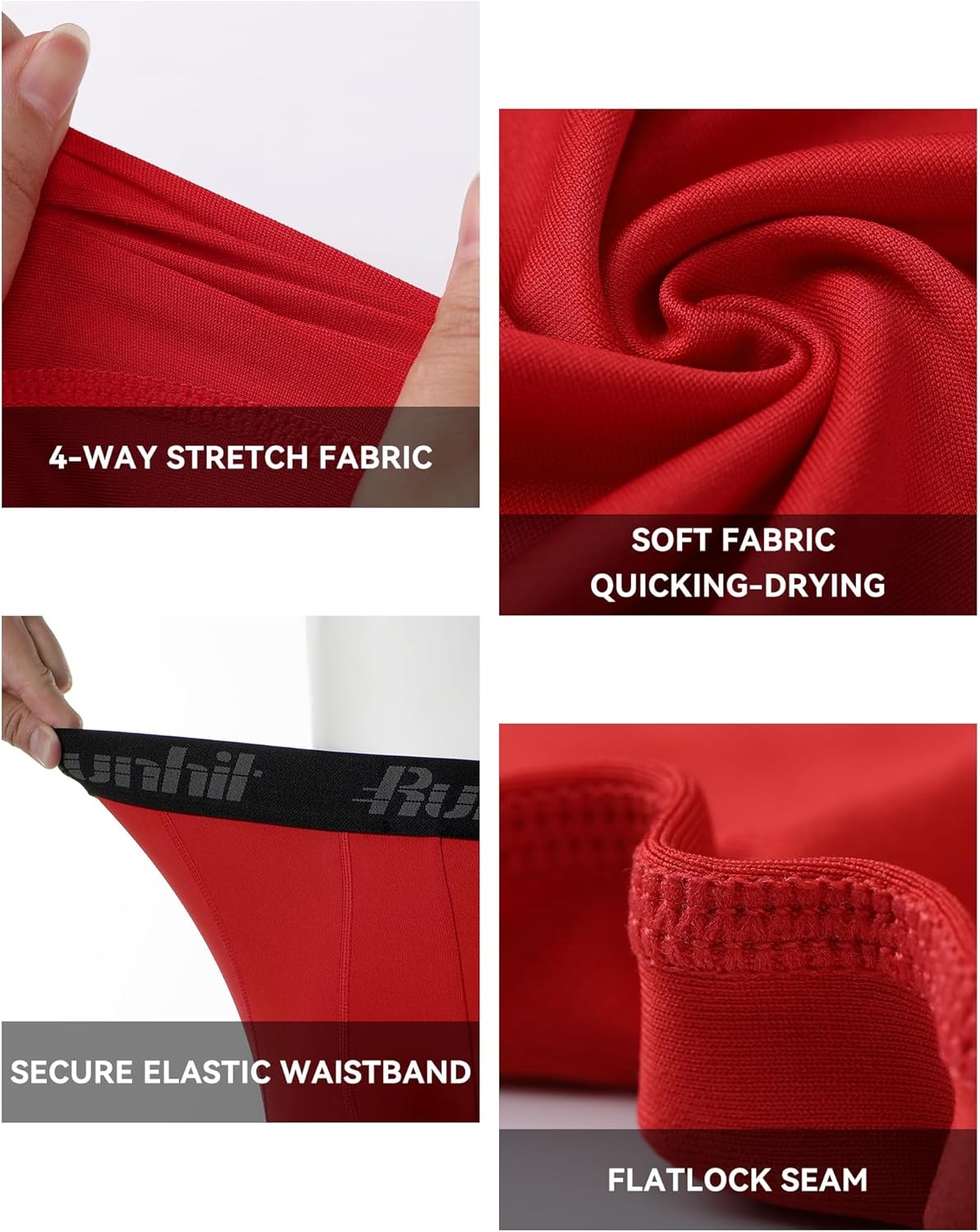 image:imageRunhit Boys Compression Pants 34 Youth Athletic Leggings Capris Tights Sports Base Layer for Basketball Football BaseballRed