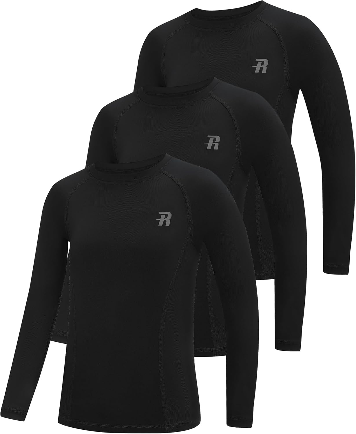 image:imageRunhit Boys Compression Shirt Kids Long Sleeve Athletic Undershirt Youth Quick Dry Base Layer for Football BaseballBlackBlackBlack