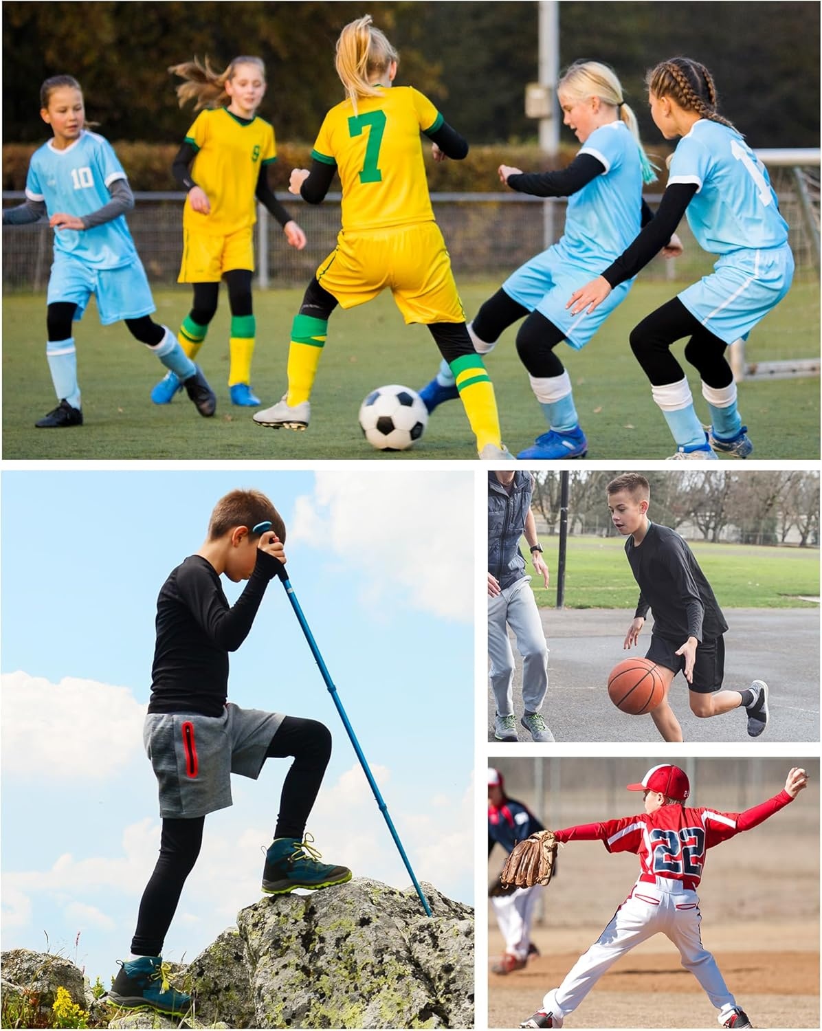 image:imageRunhit Boys Compression Shirt Kids Long Sleeve Athletic Undershirt Youth Quick Dry Base Layer for Football BaseballBlackWhiteNavy