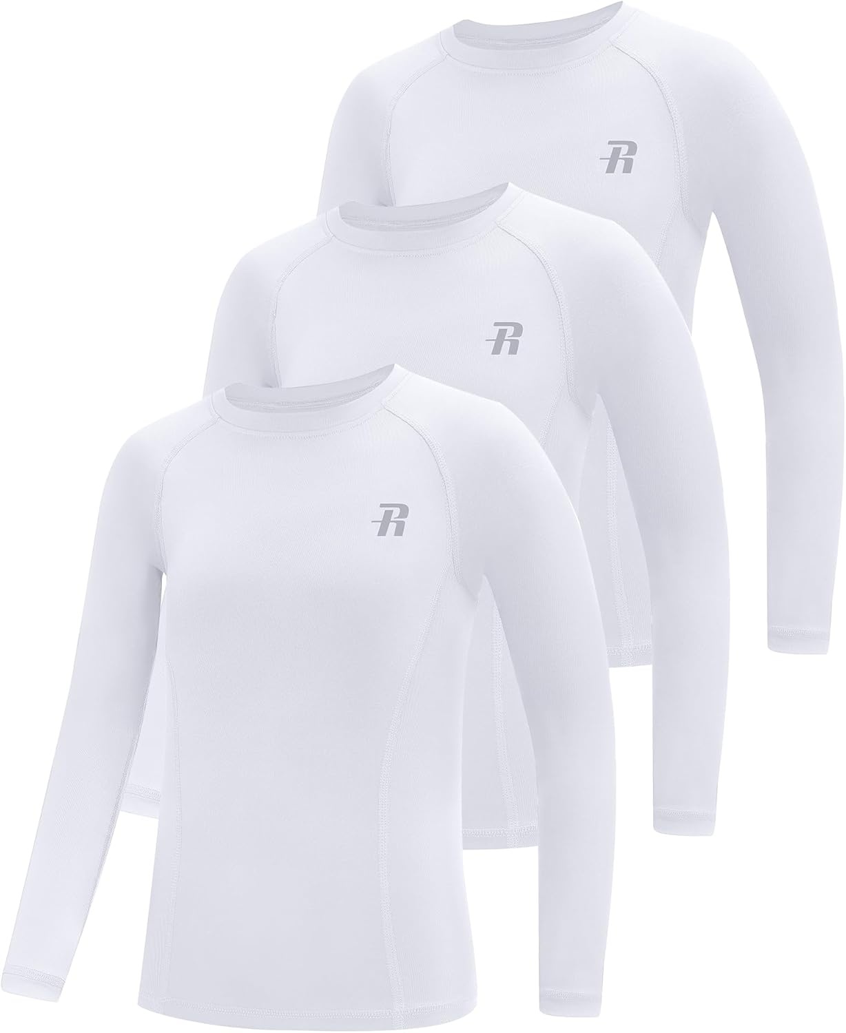 image:imageRunhit Boys Compression Shirt Kids Long Sleeve Athletic Undershirt Youth Quick Dry Base Layer for Football BaseballWhiteWhiteWhite