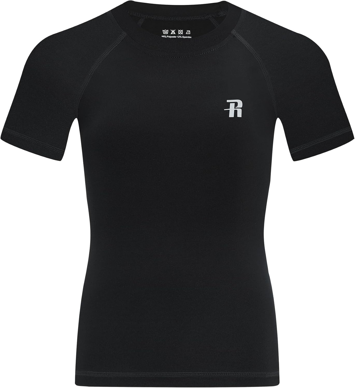 image:imageRunhit Boys Compression Shirt Short Sleeve Youth Basketball Undershirt Kids Quick Dry Athletic Base Layer TShirt1 Pack Black