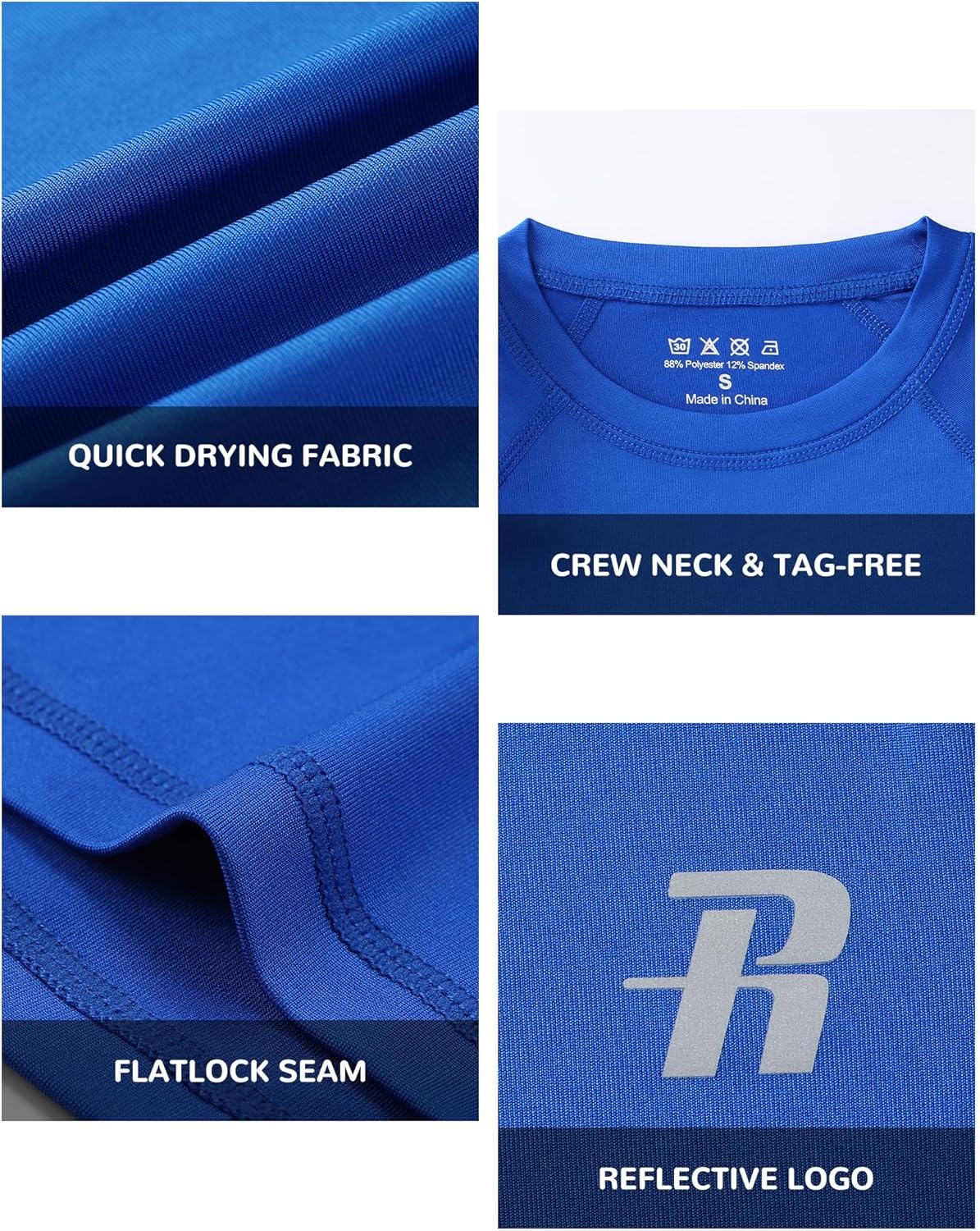 image:imageRunhit Boys Compression Shirt Short Sleeve Youth Basketball Undershirt Kids Quick Dry Athletic Base Layer TShirt1 Pack Blue