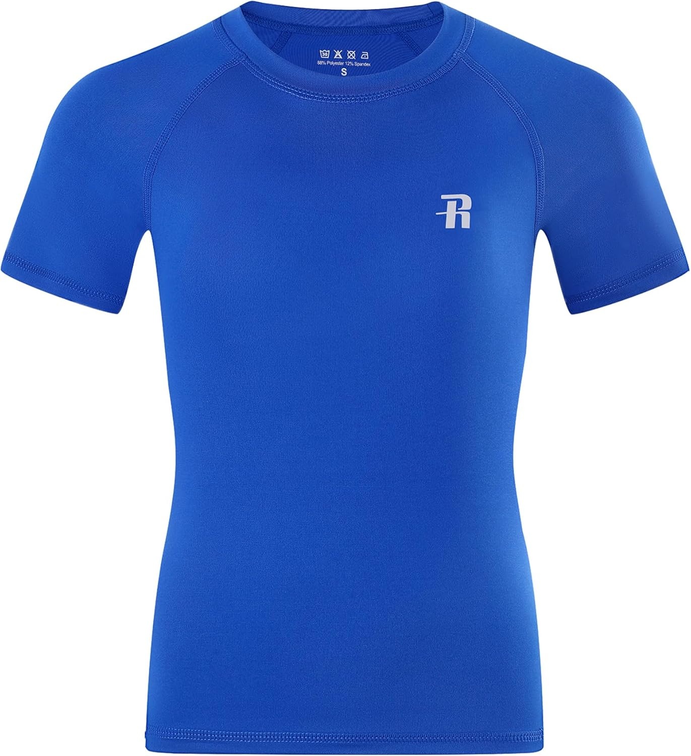image:imageRunhit Boys Compression Shirt Short Sleeve Youth Basketball Undershirt Kids Quick Dry Athletic Base Layer TShirt1 Pack Blue