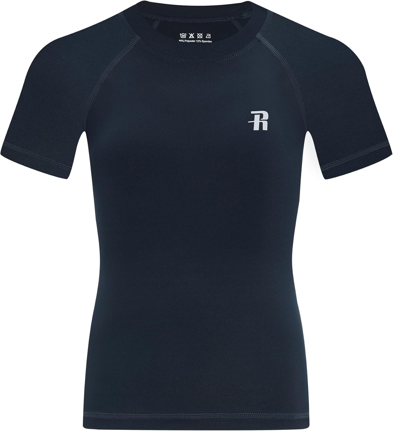 image:imageRunhit Boys Compression Shirt Short Sleeve Youth Basketball Undershirt Kids Quick Dry Athletic Base Layer TShirt1 Pack Navy Blue