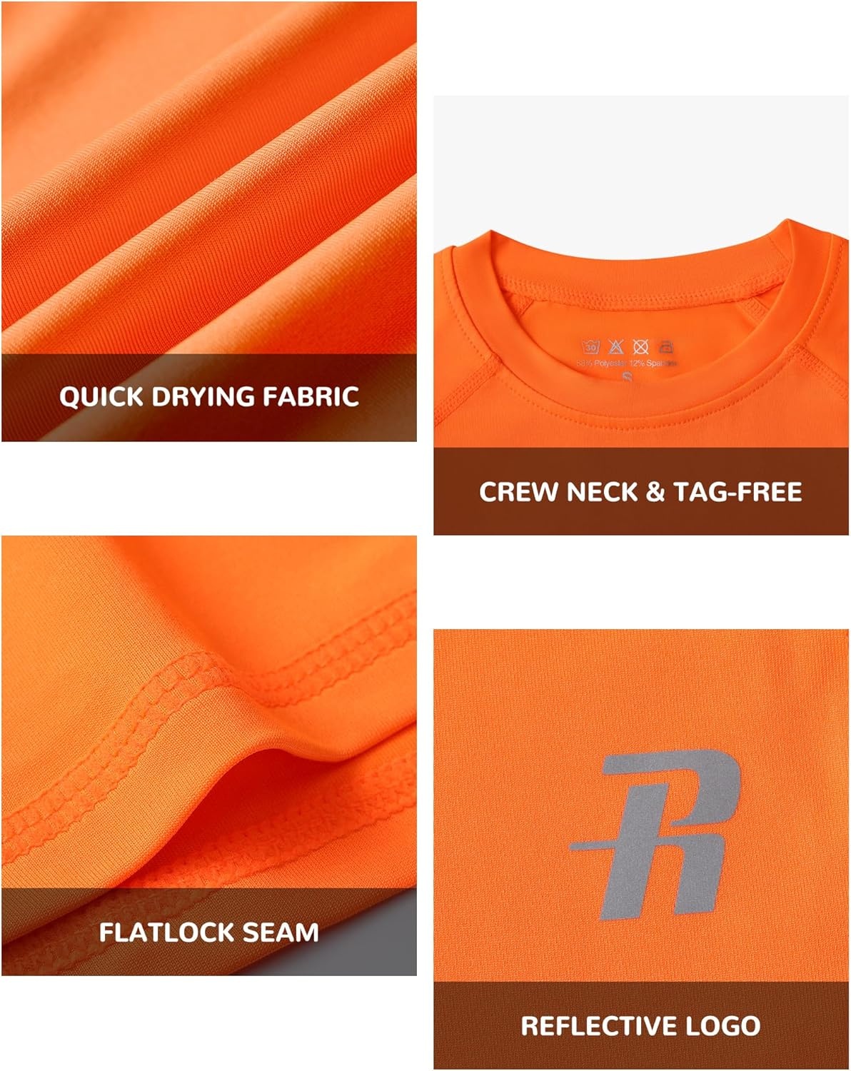image:imageRunhit Boys Compression Shirt Short Sleeve Youth Basketball Undershirt Kids Quick Dry Athletic Base Layer TShirt1 Pack Orange
