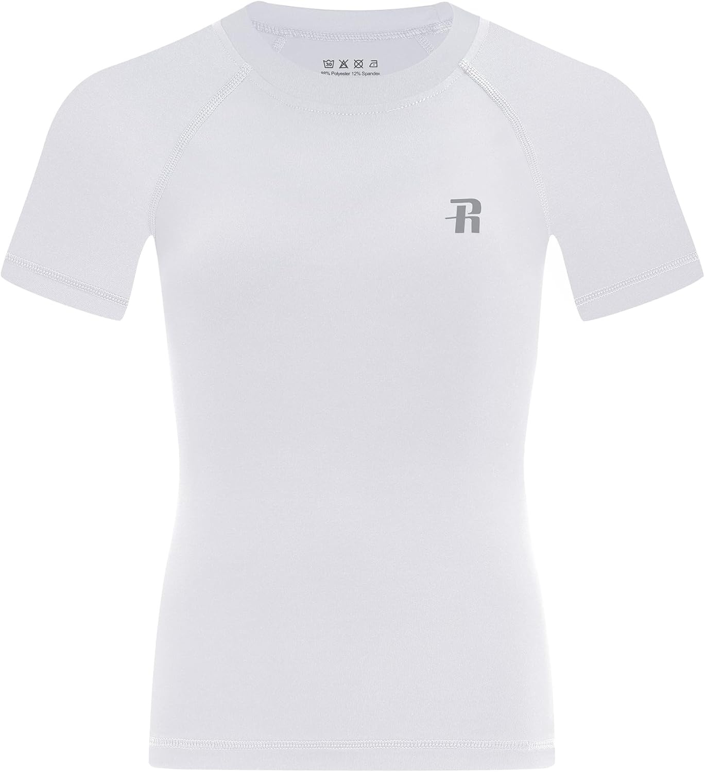 image:imageRunhit Boys Compression Shirt Short Sleeve Youth Basketball Undershirt Kids Quick Dry Athletic Base Layer TShirt1 Pack White