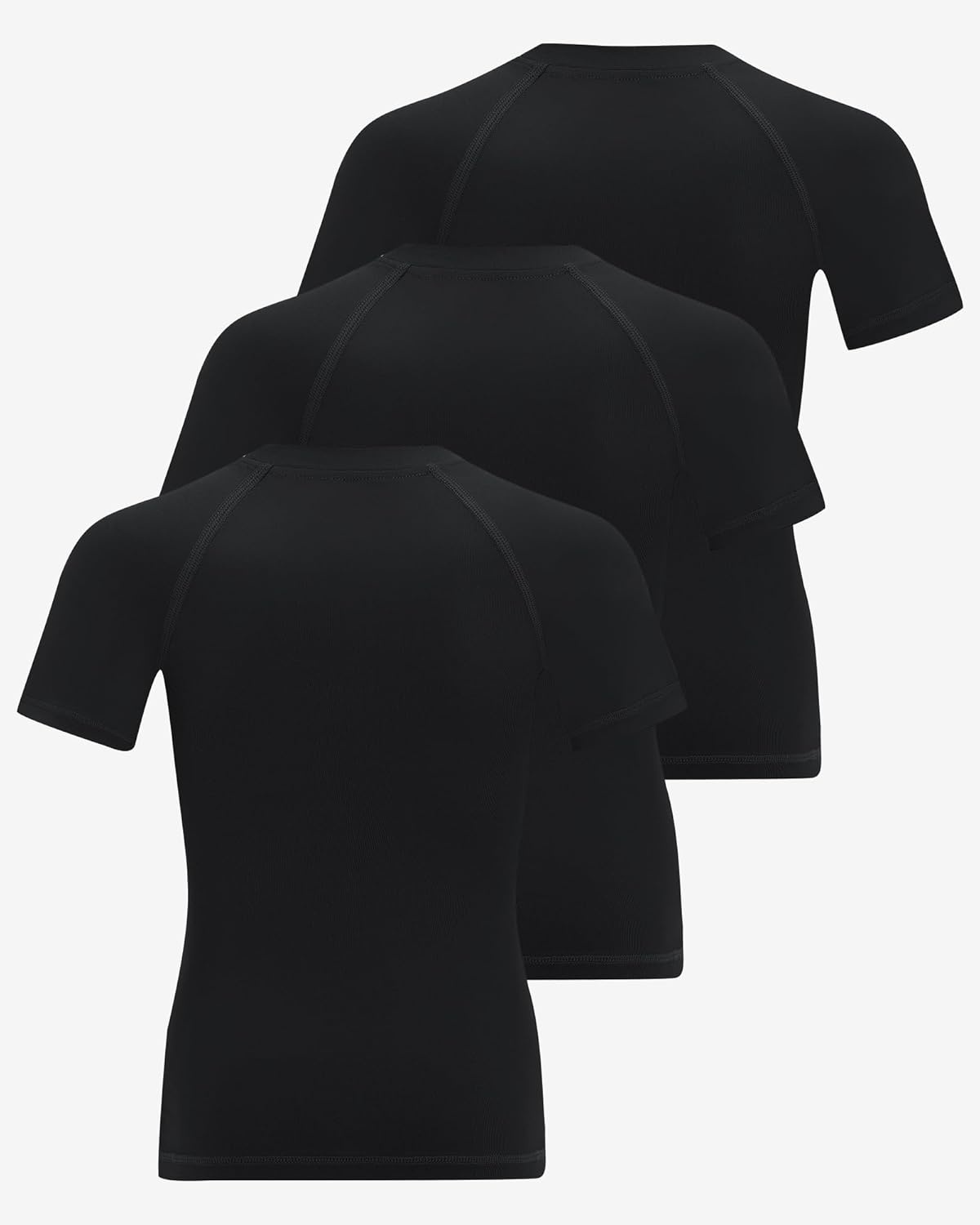 image:imageRunhit Boys Compression Shirt Short Sleeve Youth Basketball Undershirt Kids Quick Dry Athletic Base Layer TShirt3 Pack Blackblackblack