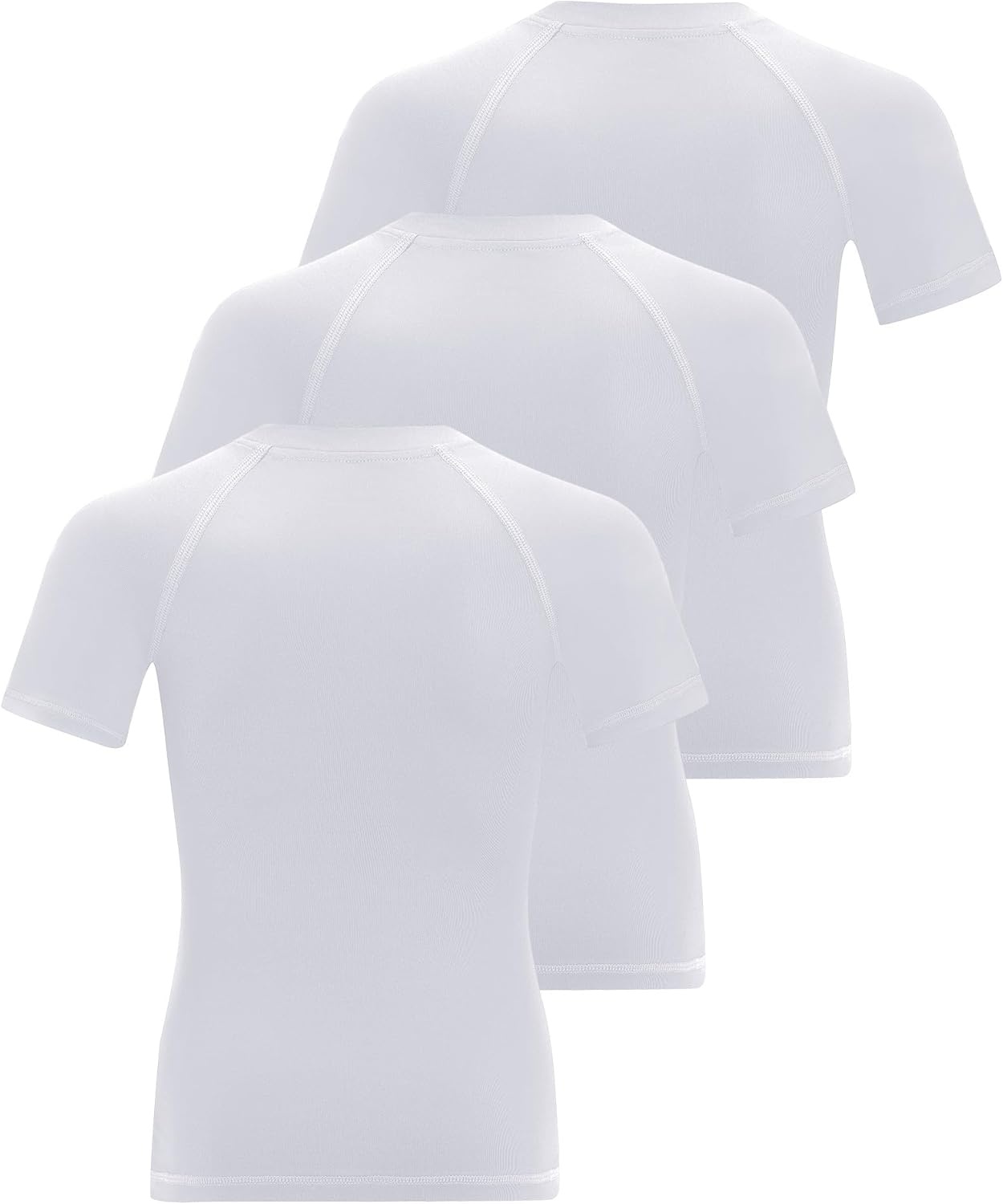image:imageRunhit Boys Compression Shirt Short Sleeve Youth Basketball Undershirt Kids Quick Dry Athletic Base Layer TShirt3 Pack Whitewhitewhite