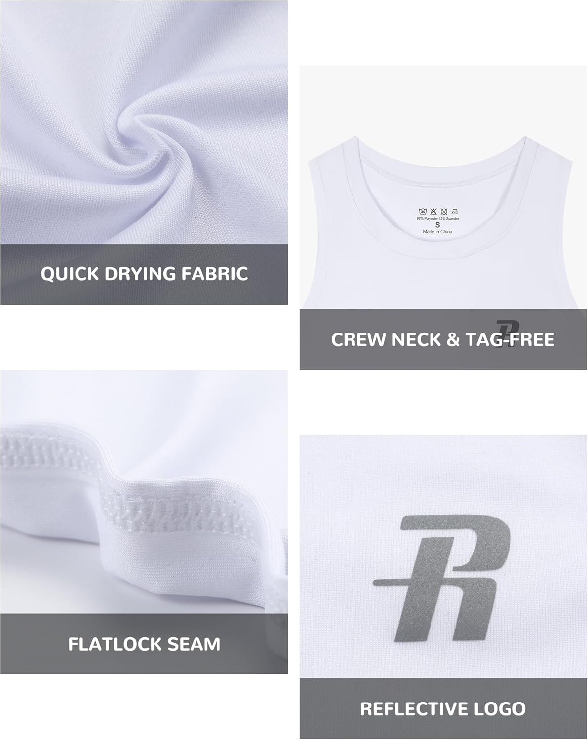 image:imageRunhit Boys Compression Tank Top Youth Athletic Quick Dry Base Layer ShirtWhite
