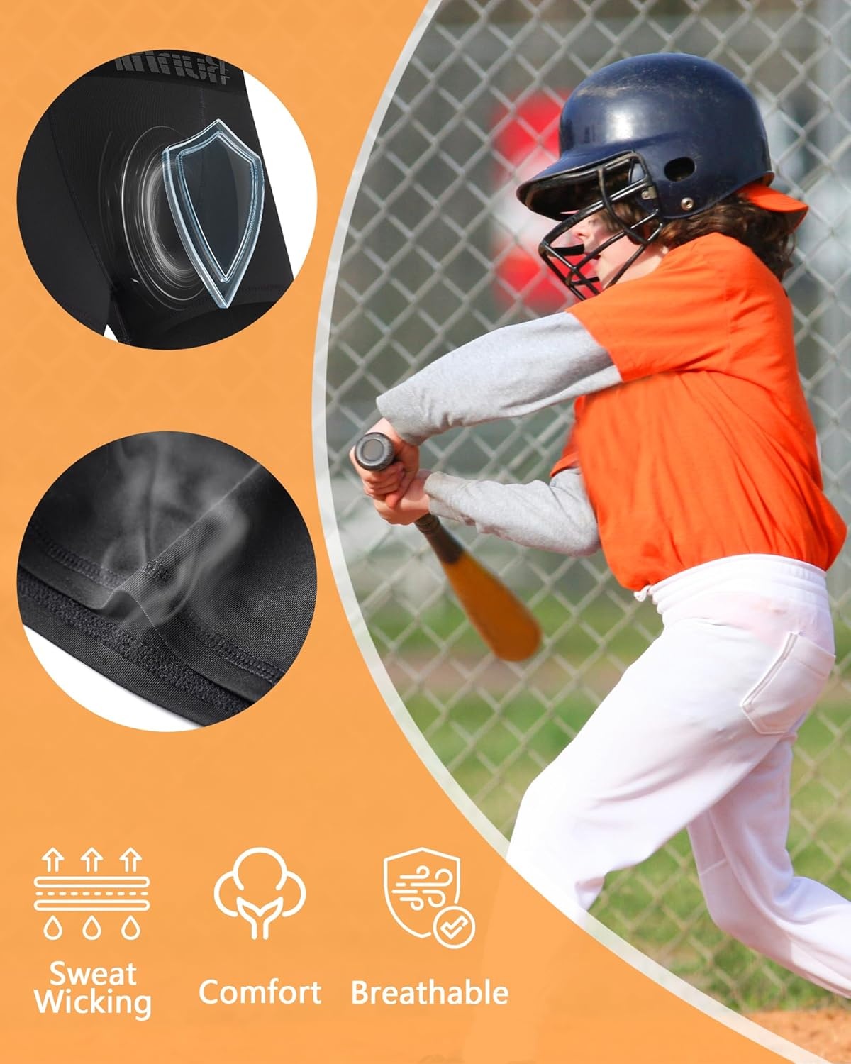 image:imageRunhit Boys Cup Underwear for Baseball Football Youth Compression Shorts with Soft Protective Athletic Cup Boxer Brief2 Pack White