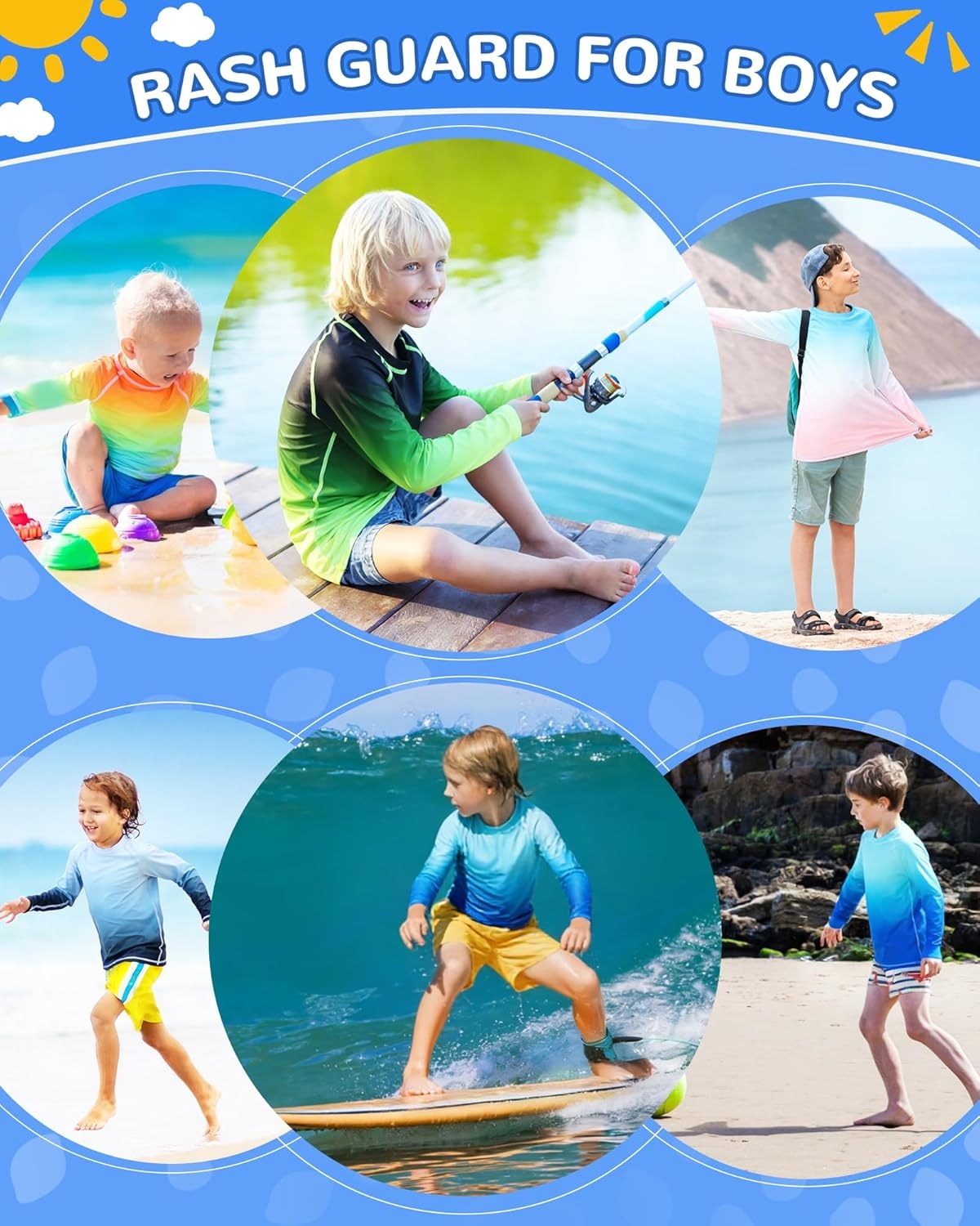 image:imageRunhit Boys Gradient Rash Guard Swim Shirt Long Sleeve Kids UPF 50 Sun Protection UV Water Shirts SPF Quick Dry RashguardBlackneon Green