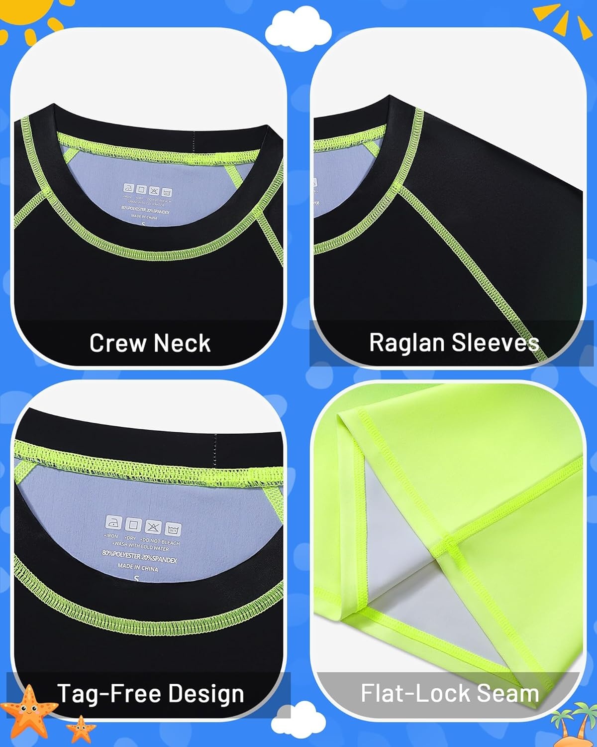 image:imageRunhit Boys Gradient Rash Guard Swim Shirt Long Sleeve Kids UPF 50 Sun Protection UV Water Shirts SPF Quick Dry RashguardBlackneon Green