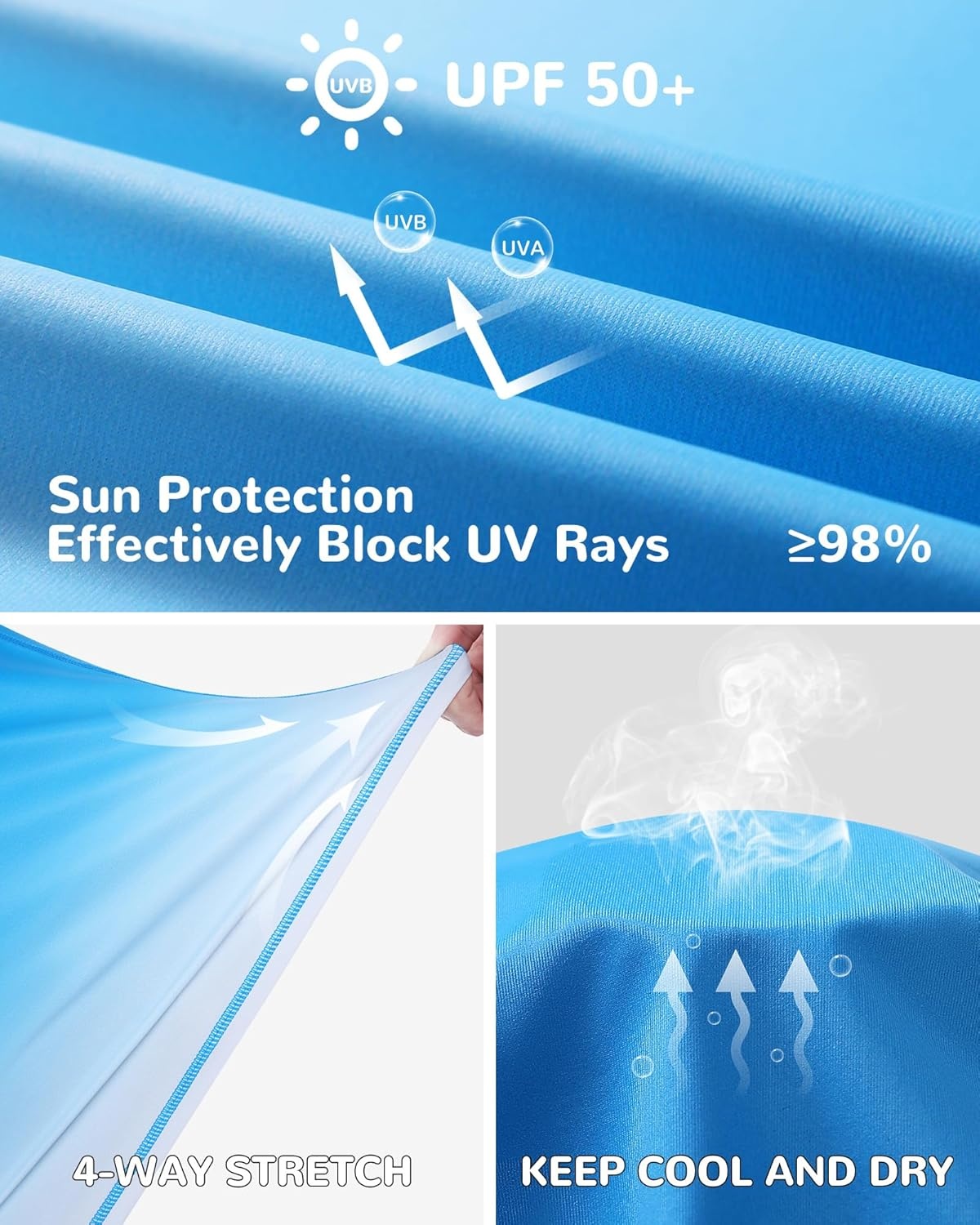 image:imageRunhit Boys Gradient Rash Guard Swim Shirt Long Sleeve Kids UPF 50 Sun Protection UV Water Shirts SPF Quick Dry RashguardDark Bluewhite