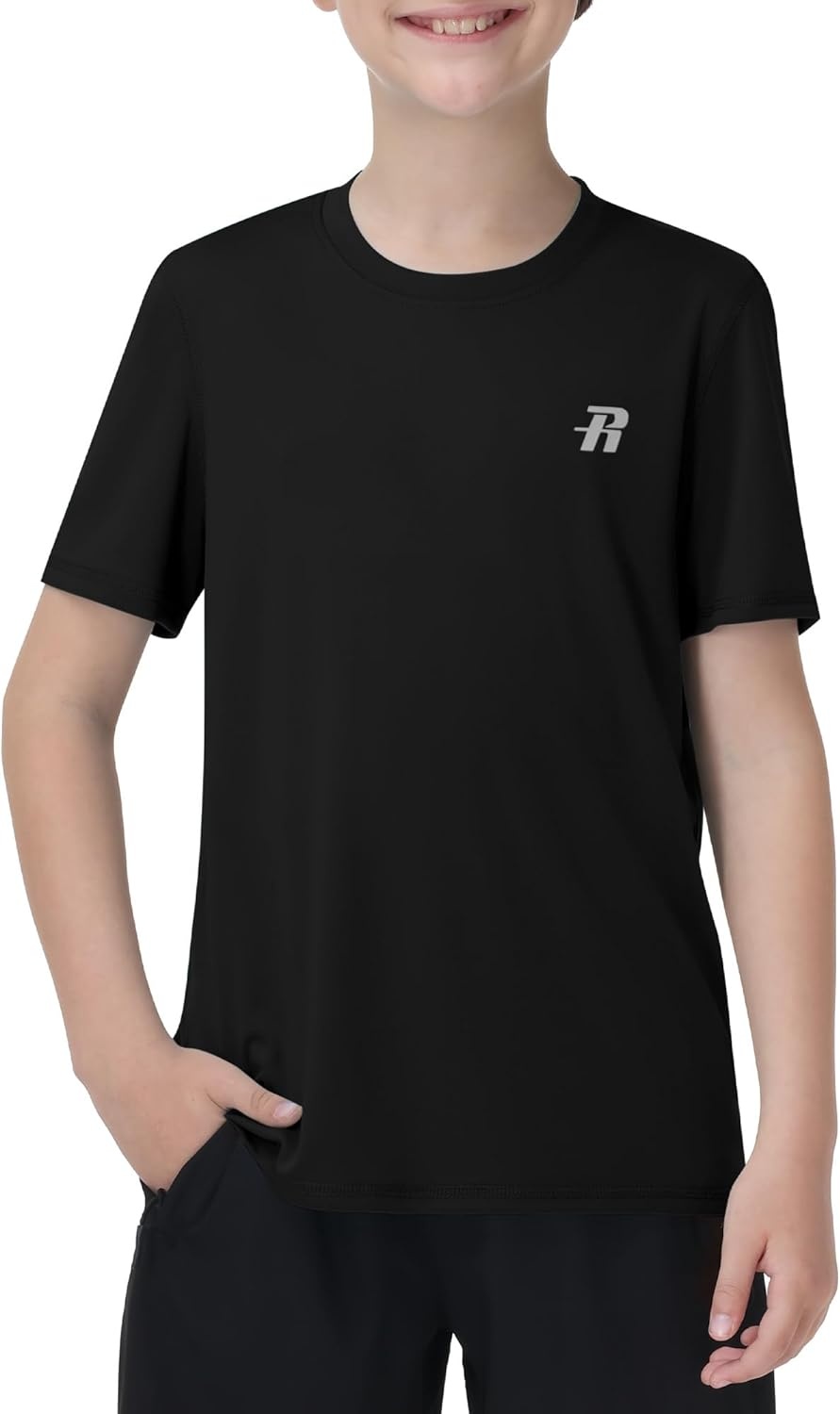 image:imageRunhit Boys Rash Guard Short Sleeve Swim Shirt Kids UPF 50 Quick Dry Rashguard Sun Protection Water TShirt 2T to YouthBlack