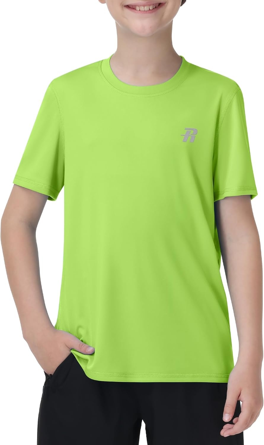 image:imageRunhit Boys Rash Guard Short Sleeve Swim Shirt Kids UPF 50 Quick Dry Rashguard Sun Protection Water TShirt 2T to YouthLime Green