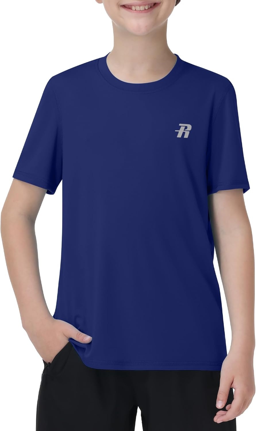 image:imageRunhit Boys Rash Guard Short Sleeve Swim Shirt Kids UPF 50 Quick Dry Rashguard Sun Protection Water TShirt 2T to YouthNautical Blue