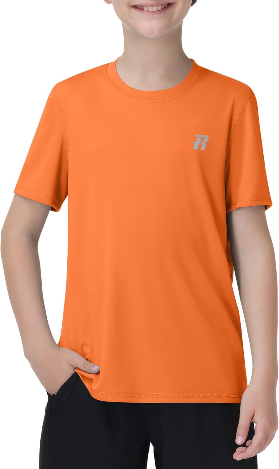 image:imageRunhit Boys Rash Guard Short Sleeve Swim Shirt Kids UPF 50 Quick Dry Rashguard Sun Protection Water TShirt 2T to YouthOrange