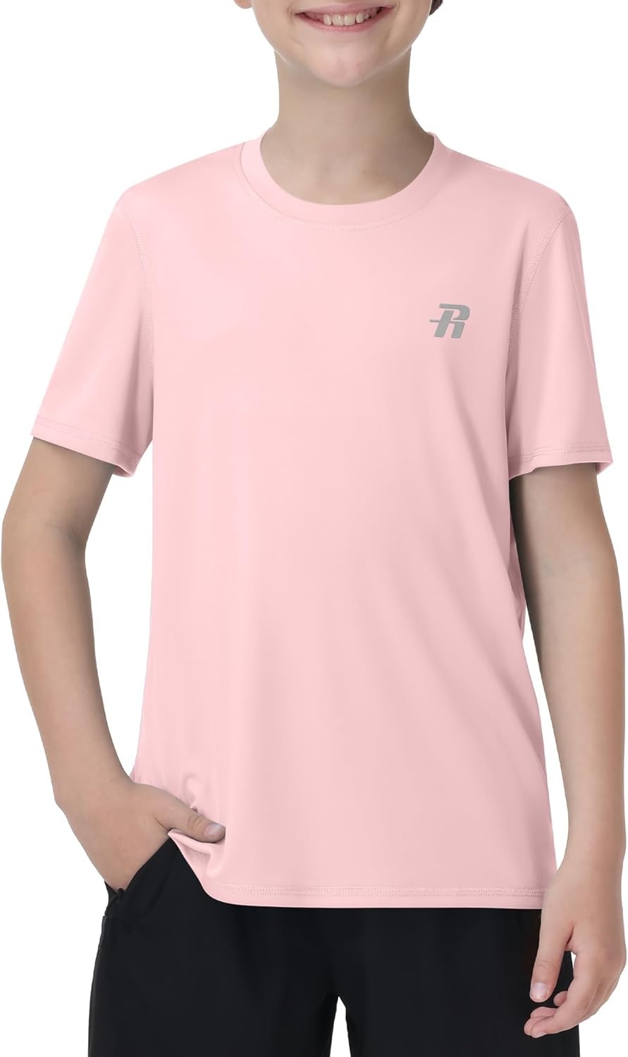 image:imageRunhit Boys Rash Guard Short Sleeve Swim Shirt Kids UPF 50 Quick Dry Rashguard Sun Protection Water TShirt 2T to YouthPink