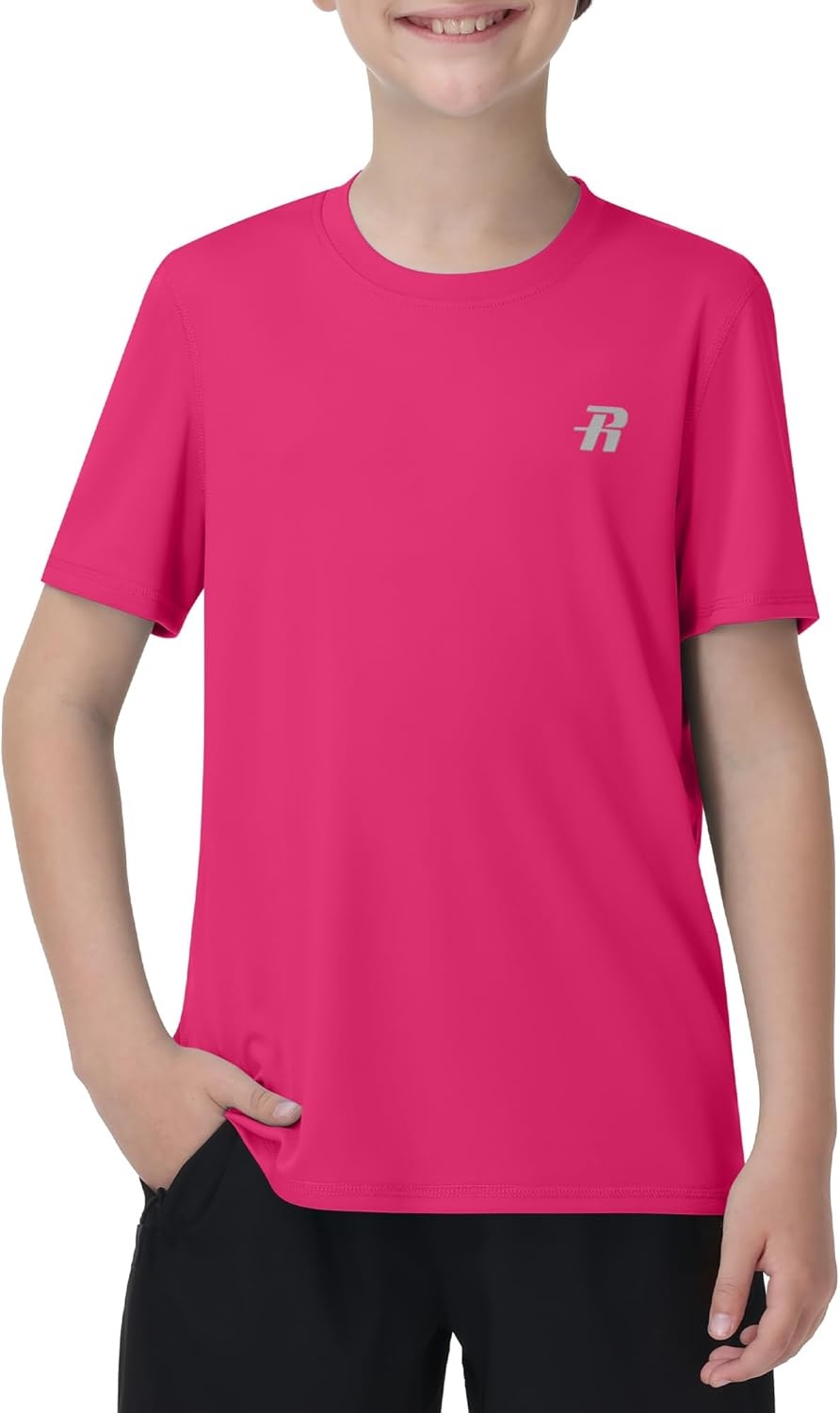 image:imageRunhit Boys Rash Guard Short Sleeve Swim Shirt Kids UPF 50 Quick Dry Rashguard Sun Protection Water TShirt 2T to YouthRose Red