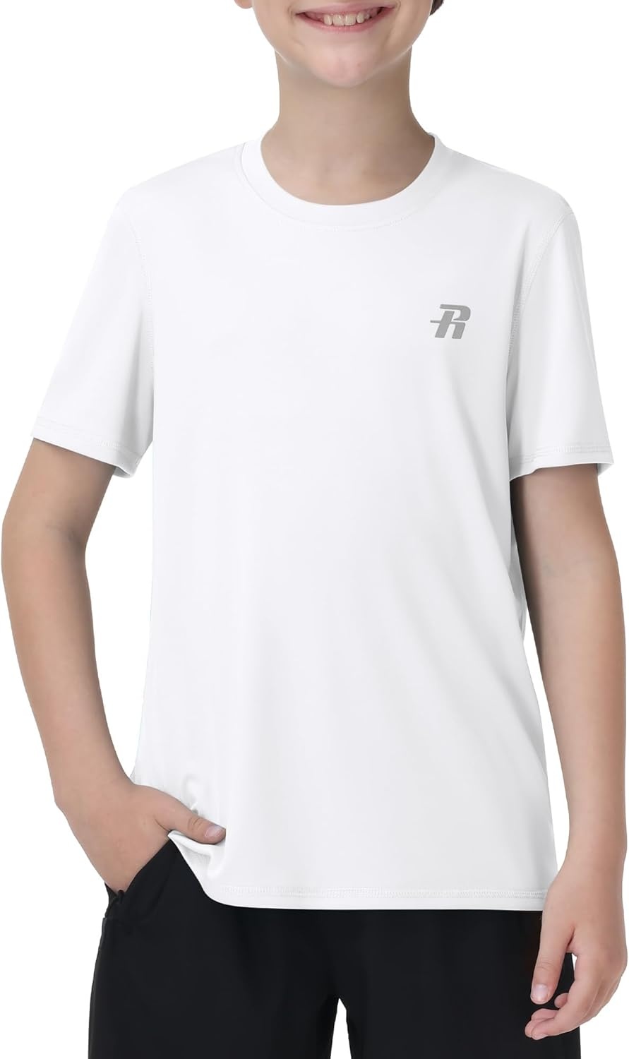 image:imageRunhit Boys Rash Guard Short Sleeve Swim Shirt Kids UPF 50 Quick Dry Rashguard Sun Protection Water TShirt 2T to YouthWhite