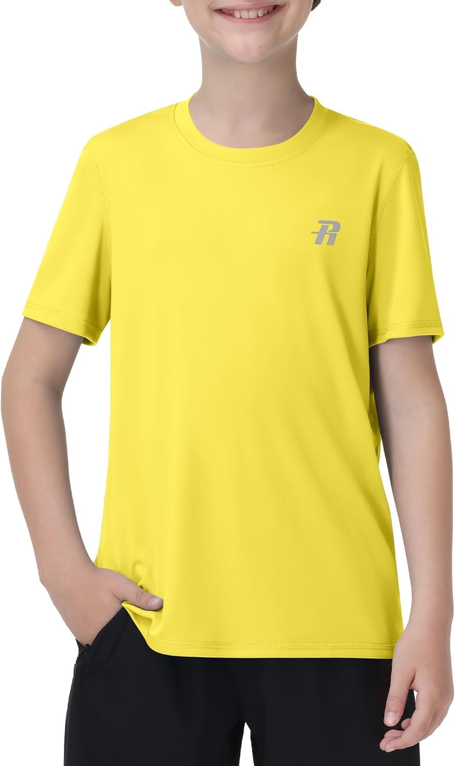 image:imageRunhit Boys Rash Guard Short Sleeve Swim Shirt Kids UPF 50 Quick Dry Rashguard Sun Protection Water TShirt 2T to YouthYellow