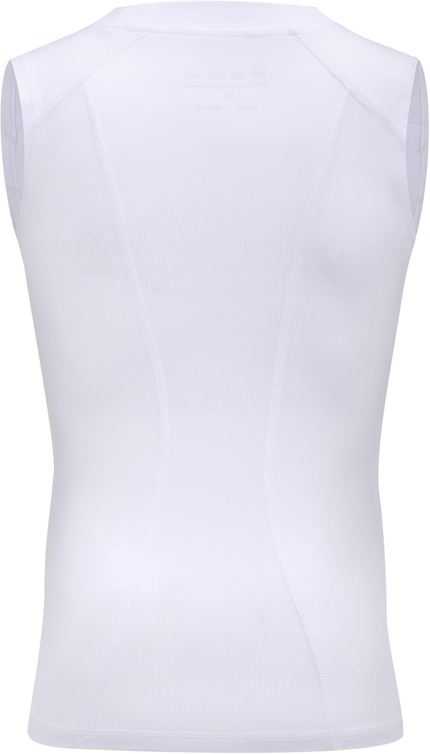 image:imageRunhit Boys Sleeveless Compression Shirt Kids Athletic Tank Tops Youth Quick Dry Undershirt for Football Basketball3pack White