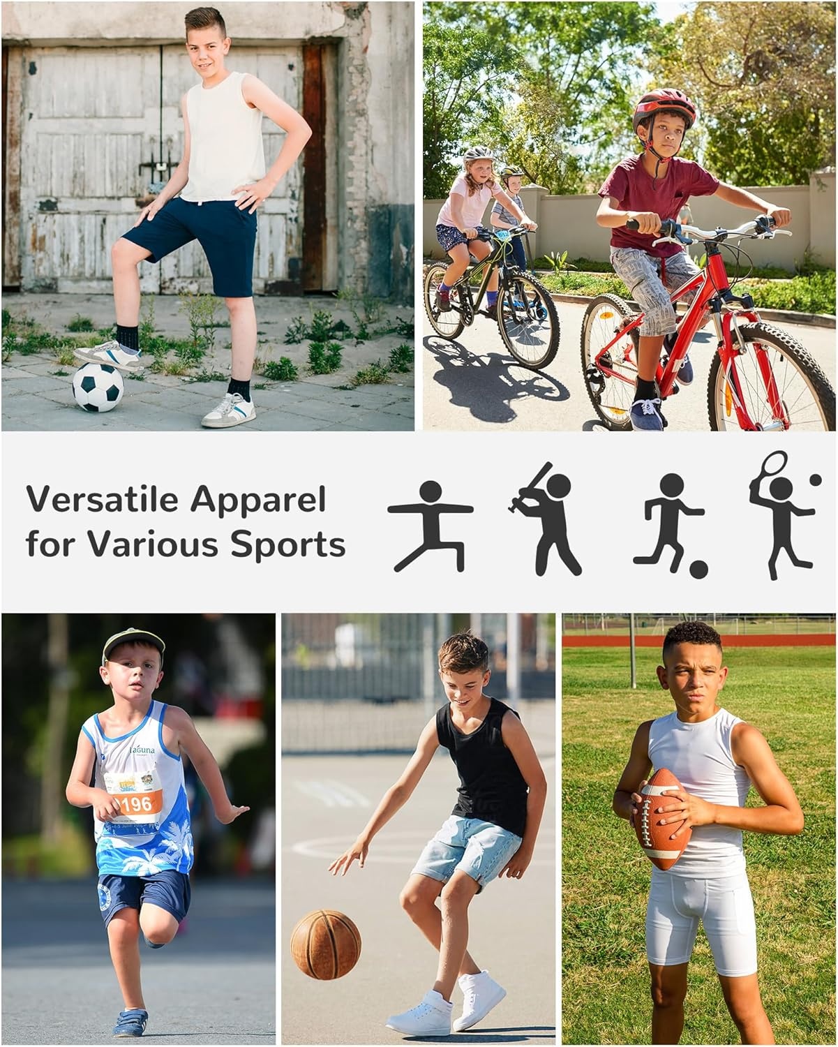 image:imageRunhit Boys Sleeveless Compression Shirt Kids Athletic Tank Tops Youth Quick Dry Undershirt for Football BasketballGold