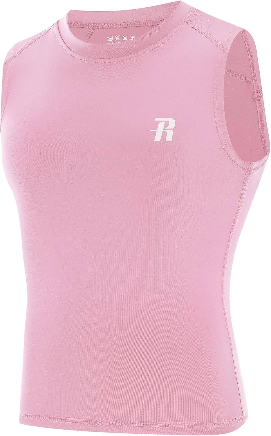 image:imageRunhit Boys Sleeveless Compression Shirt Kids Athletic Tank Tops Youth Quick Dry Undershirt for Football BasketballLight Pink