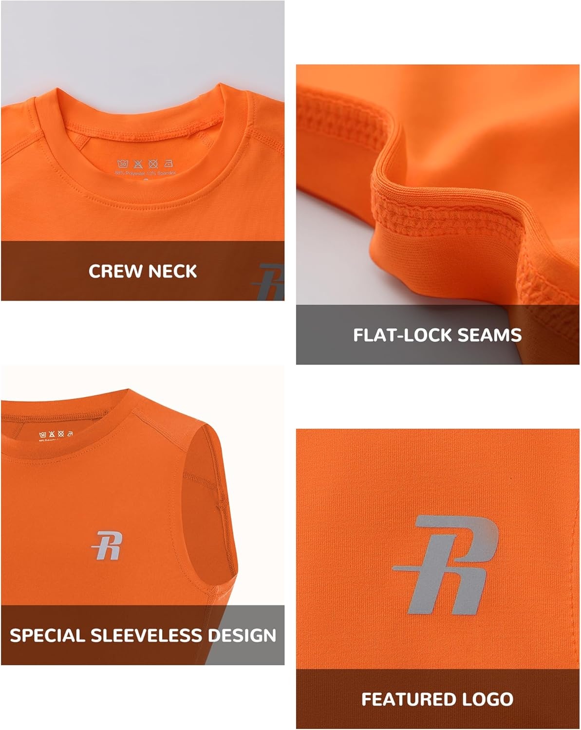 image:imageRunhit Boys Sleeveless Compression Shirt Kids Athletic Tank Tops Youth Quick Dry Undershirt for Football BasketballOrange
