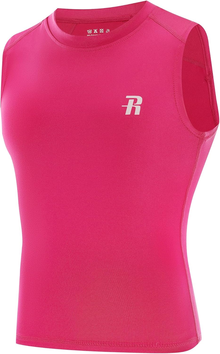 image:imageRunhit Boys Sleeveless Compression Shirt Kids Athletic Tank Tops Youth Quick Dry Undershirt for Football BasketballRose Red