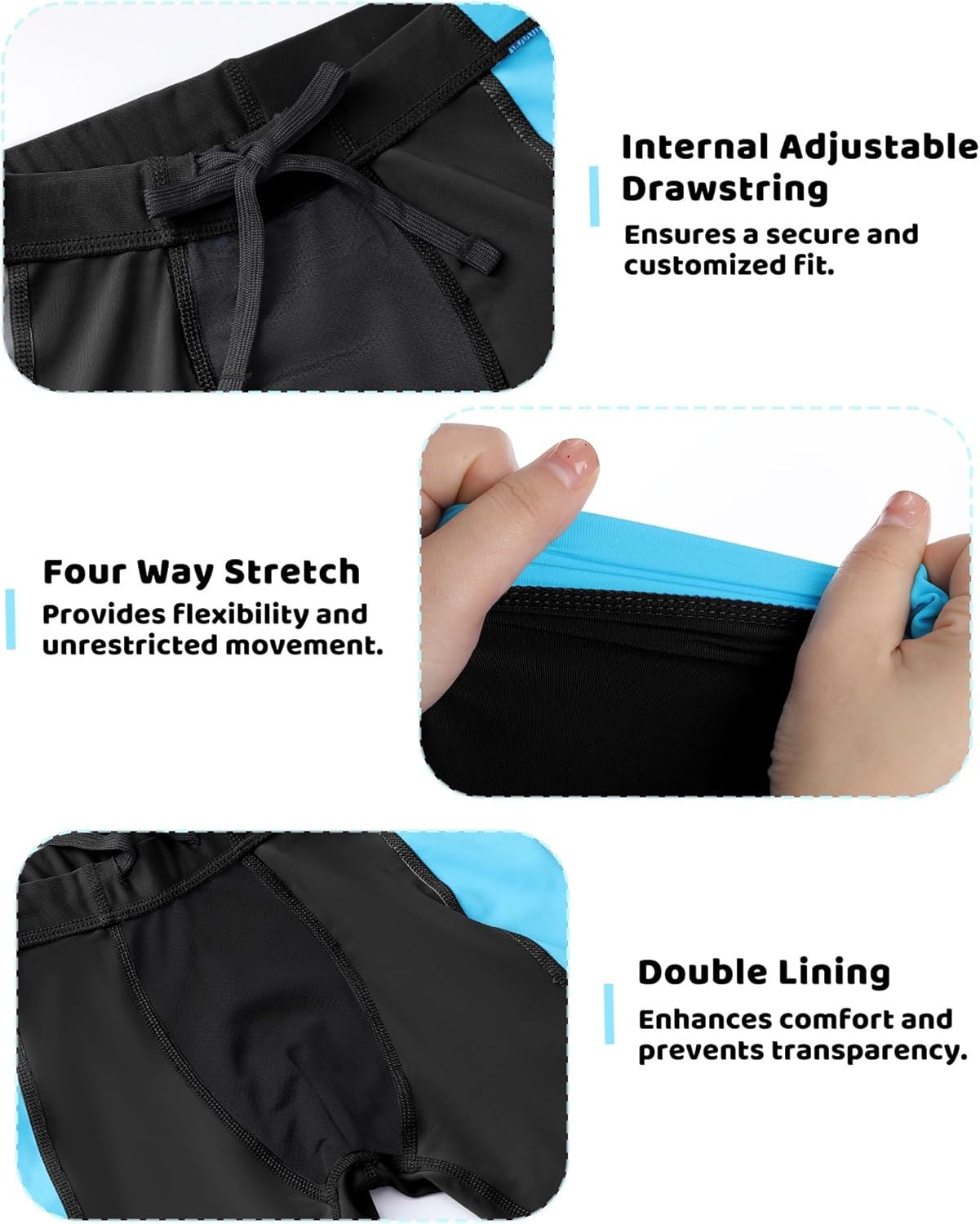 image:imageRunhit Boys Swim Jammers Youth Competitive Swimsuit UPF 50 Quick Dry Athletic Compression Swimming ShortsBlack and Blue