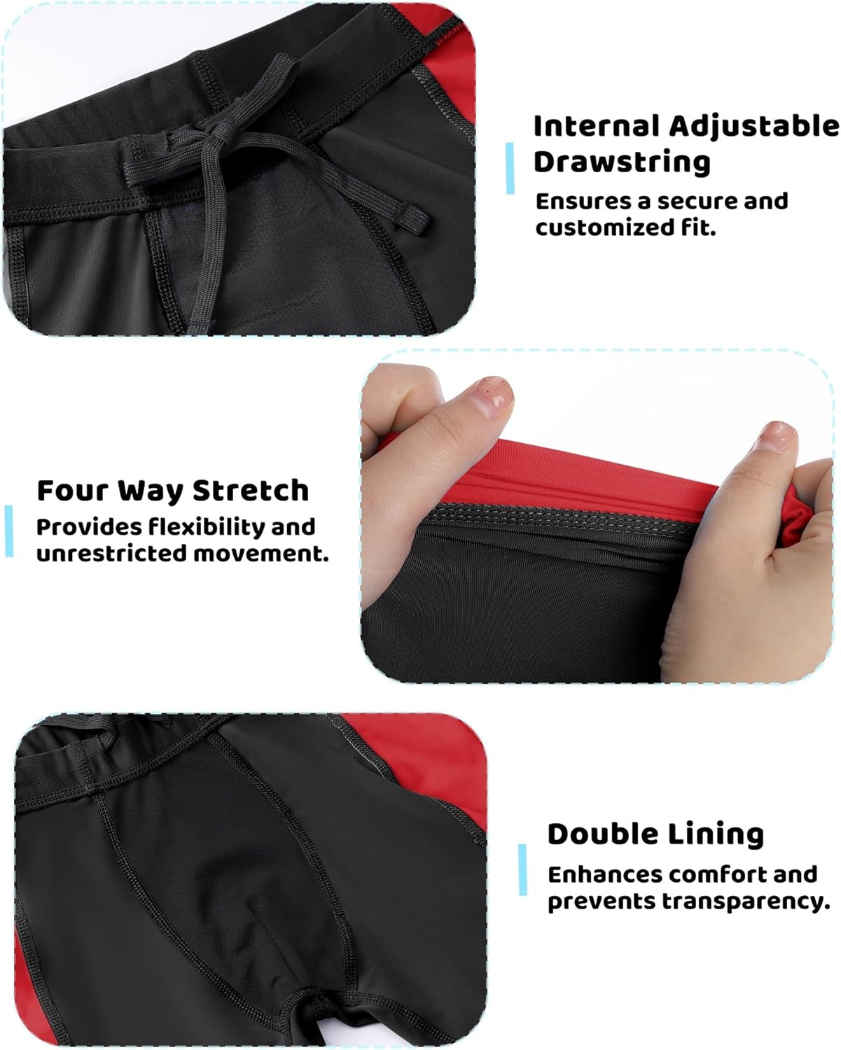 image:imageRunhit Boys Swim Jammers Youth Competitive Swimsuit UPF 50 Quick Dry Athletic Compression Swimming ShortsBlack and Red