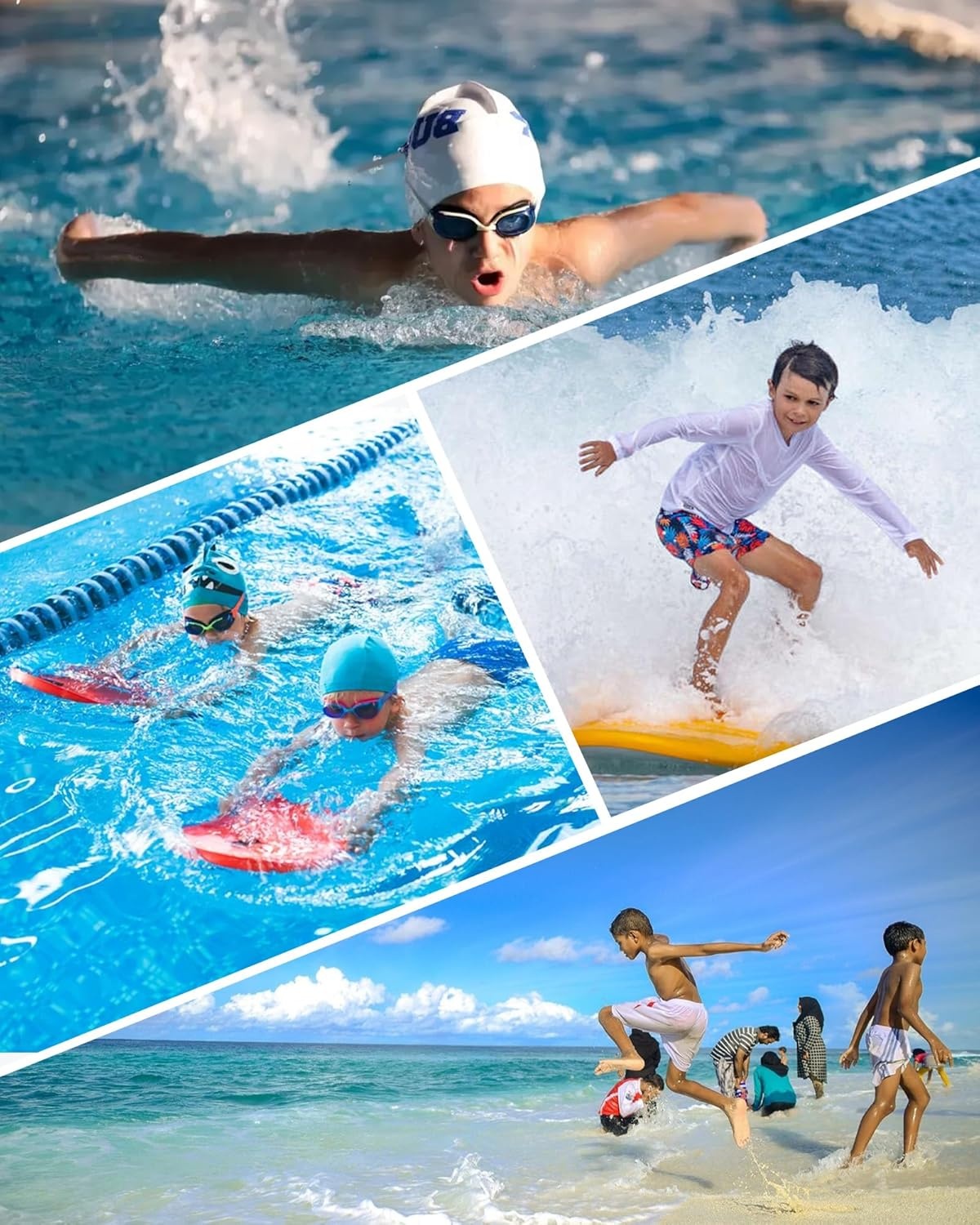 image:imageRunhit Boys Swim Jammers Youth Competitive Swimsuit UPF 50 Quick Dry Athletic Compression Swimming ShortsBlue