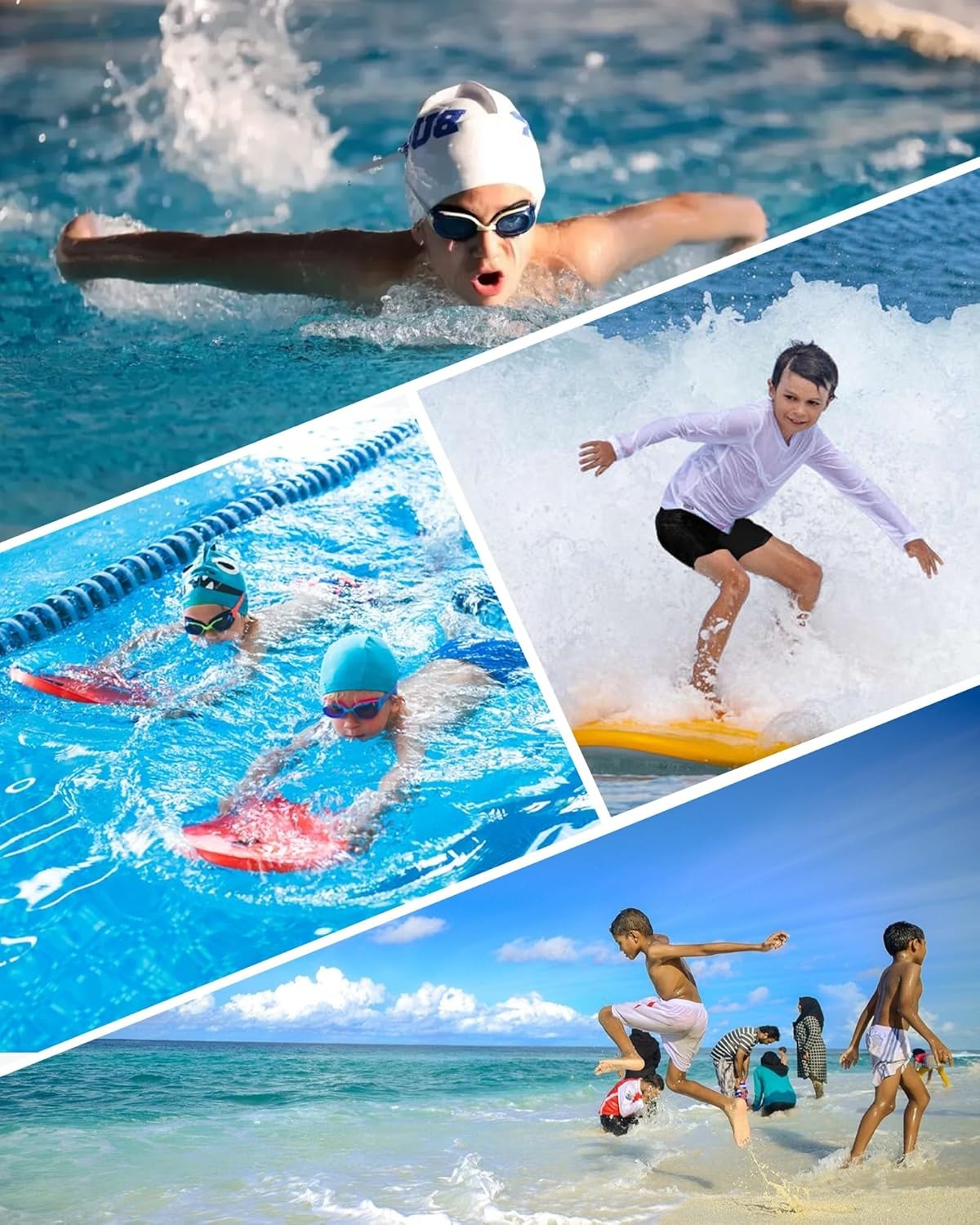 image:imageRunhit Boys Swim Jammers Youth Competitive Swimsuit UPF 50 Quick Dry Athletic Compression Swimming ShortsNavy and Blue