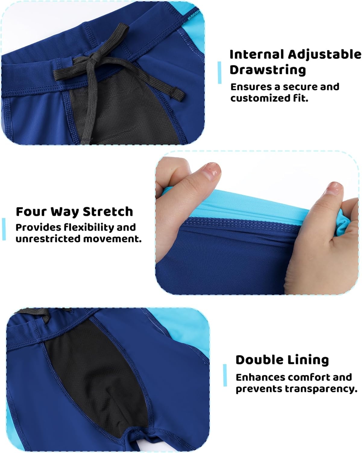 image:imageRunhit Boys Swim Jammers Youth Competitive Swimsuit UPF 50 Quick Dry Athletic Compression Swimming ShortsNavy and Blue