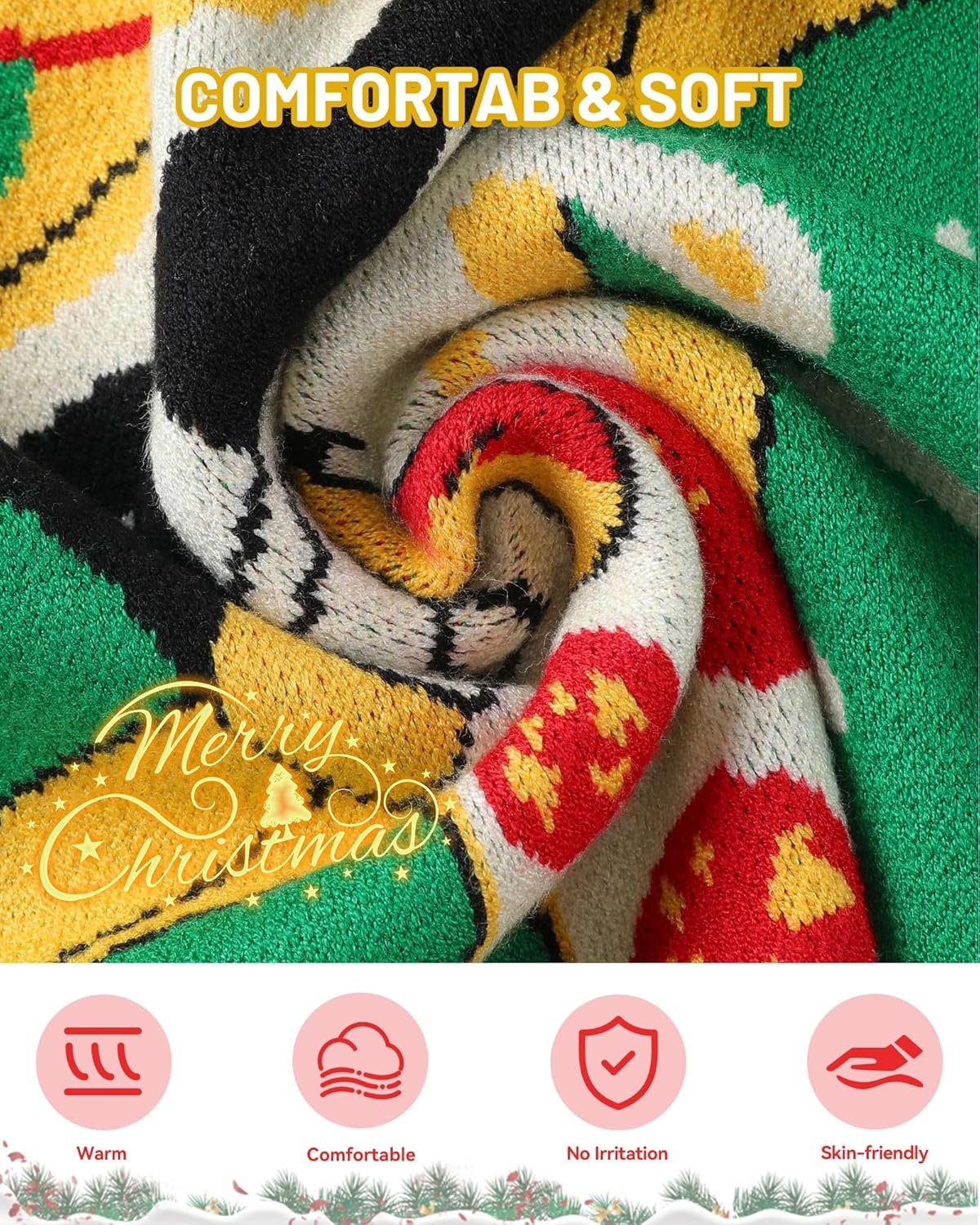 image:imageRunhit Boys Ugly Christmas Sweater Kids Funny Crew Neck Knitted Christmas Pullover for Xmas HolidayDancing Pizza