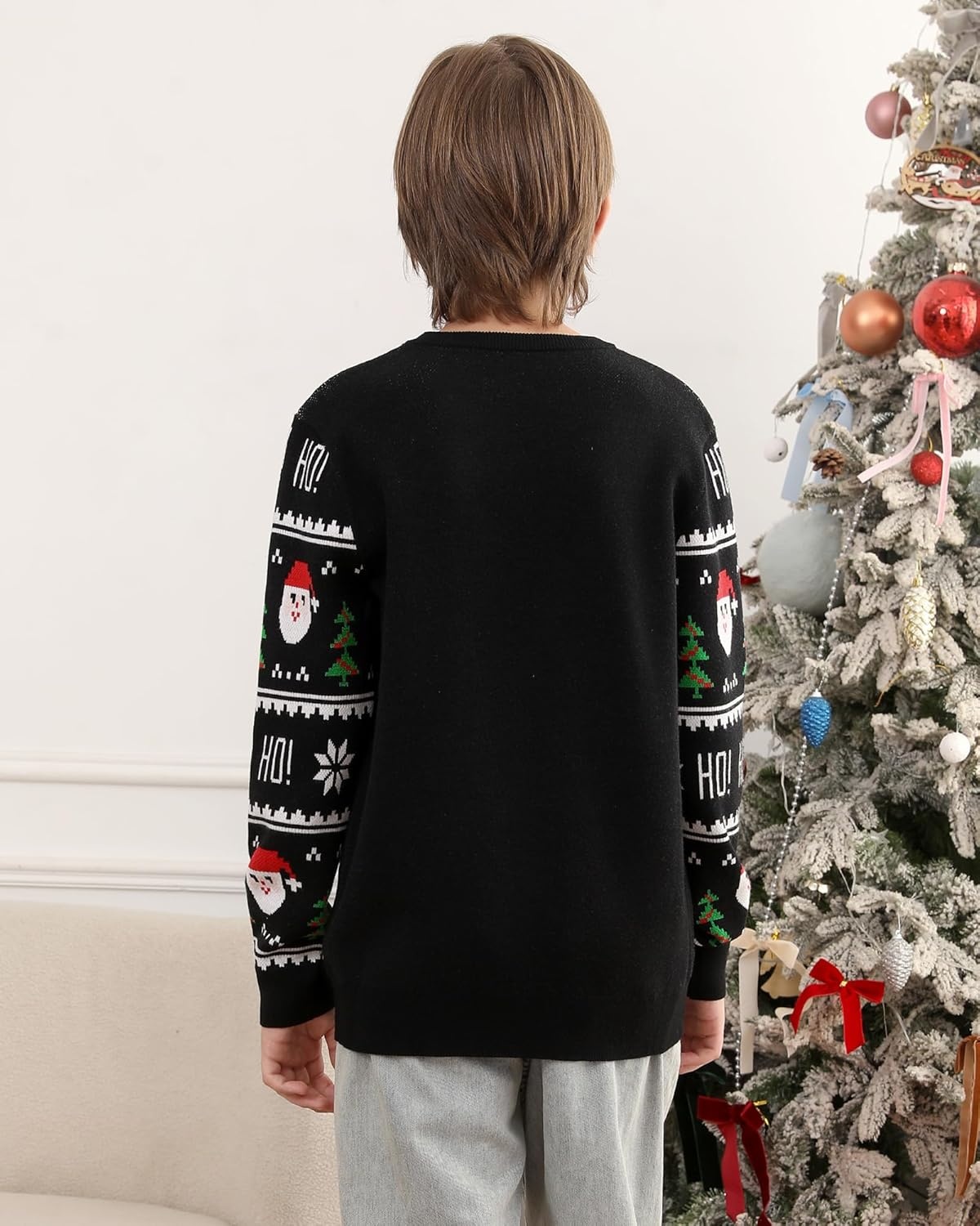 image:imageRunhit Boys Ugly Christmas Sweater Kids Funny Crew Neck Knitted Christmas Pullover for Xmas HolidayDriving Santa