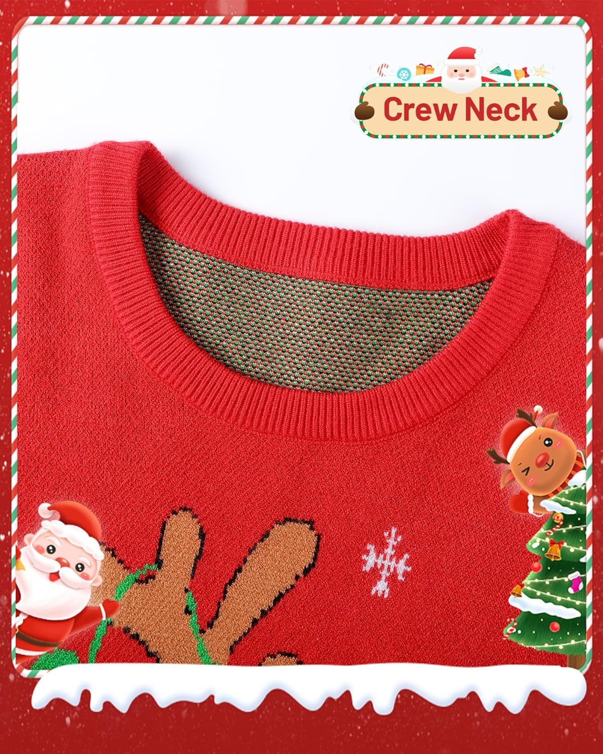 image:imageRunhit Boys Ugly Christmas Sweater Kids Funny Crew Neck Knitted Christmas Pullover for Xmas HolidayReindeer