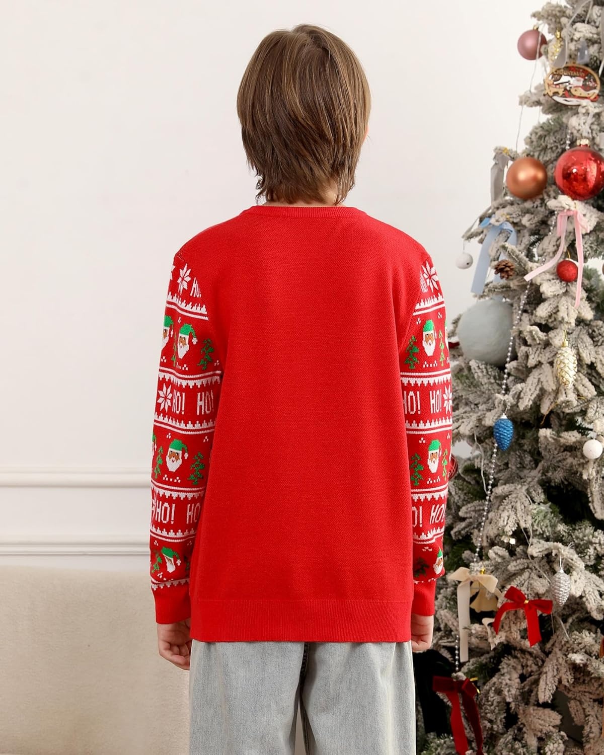 image:imageRunhit Boys Ugly Christmas Sweater Kids Funny Crew Neck Knitted Christmas Pullover for Xmas HolidayReindeer