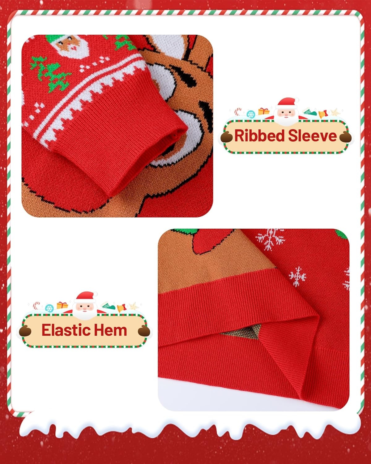 image:imageRunhit Boys Ugly Christmas Sweater Kids Funny Crew Neck Knitted Christmas Pullover for Xmas HolidayReindeer