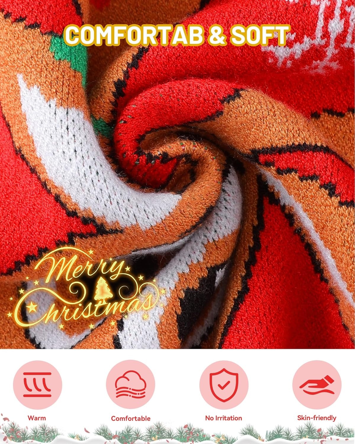 image:imageRunhit Boys Ugly Christmas Sweater Kids Funny Crew Neck Knitted Christmas Pullover for Xmas HolidayReindeer