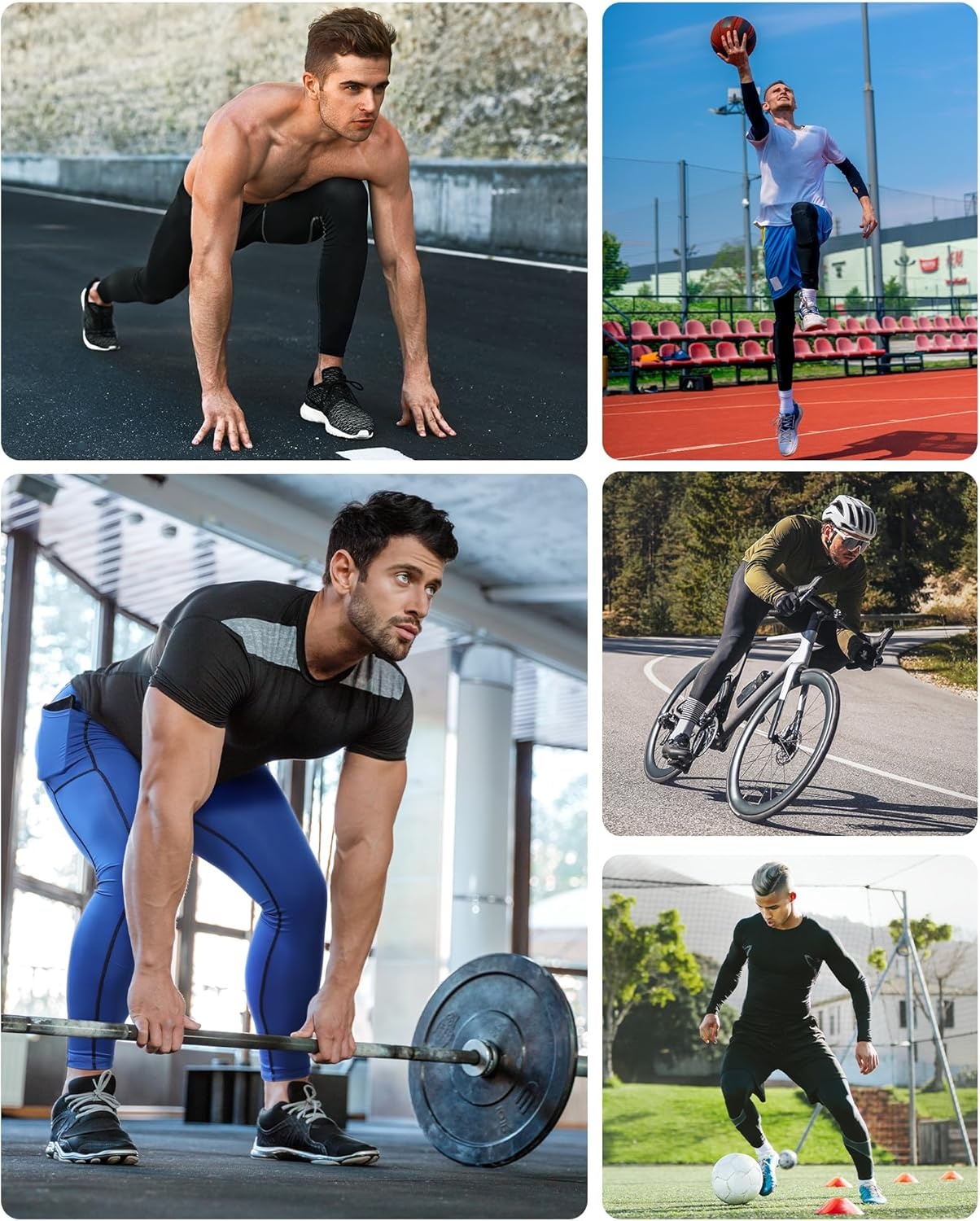 image:imageRunhit Compression Pants Men Running Tights Leggings Athletic Workout Gym Pants2 Pack With Pocket Black Green
